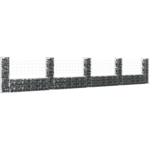 Bonnevie - Gabionenkorb U-Form mit 5 Säulen Eisen 500x20x100 cm vidaXL161821